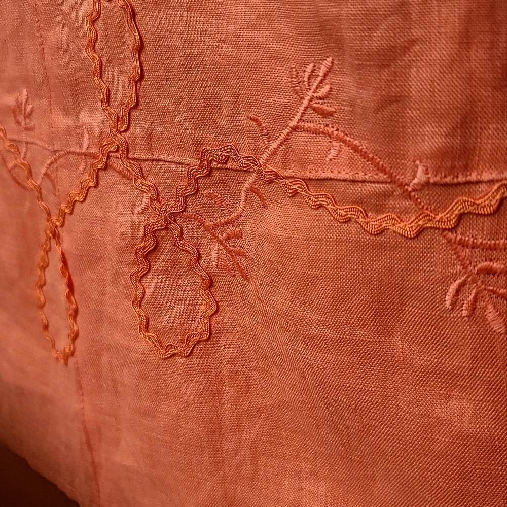 E-col-o-gie tangerine linen embroidered skirt sz10 - Picture 4 of 10